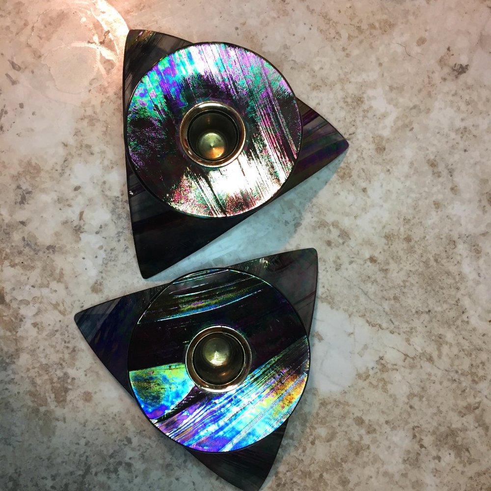 Kheops (looks like) Abalone Candle Holder - Set of 2
